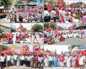 திசையன்விளை தொழிற்சங்கத்தினர் சாலை மறியல்